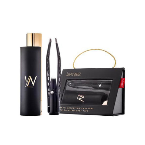 La - Tweez - Pro Illuminating - Black Tweezers & Mirrored Carry Case Diamond Dust tip