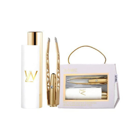 La - Tweez - Pro Illuminating - Gold Tweezers & Mirrored Carry Case Diamond Dust tip