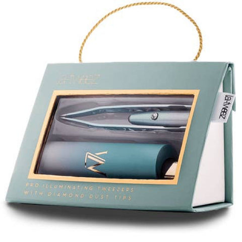 La - Tweez - Pro Illuminating - Mint Ombre Tweezers & Mirrored Carry Case Diamond Dust tip