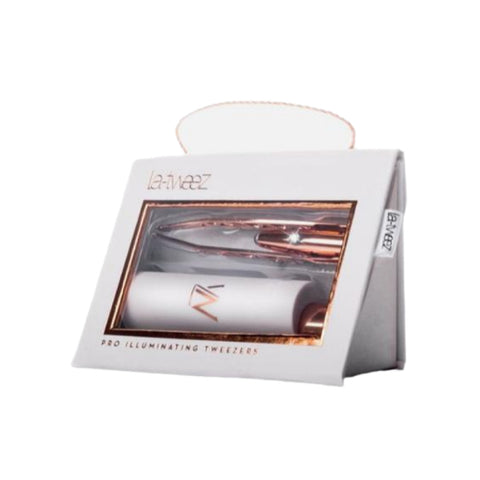 La - Tweez - Pro Illuminating - Rose Gold Tweezers & Mirrored Carry Case Diamond Dust tip