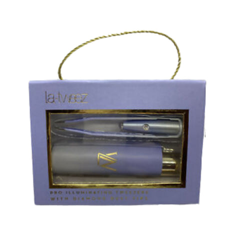 La Tweez - Pro Illuminating - Blue Ombre Tweezers & Mirrored Carry Case Diamond Dust tip