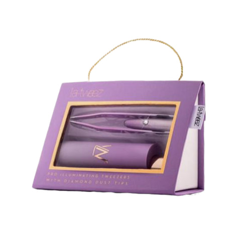 La - Tweez - Pro Illuminating - Violet Ombre Tweezers & Mirrored Carry Case Diamond Dust tip