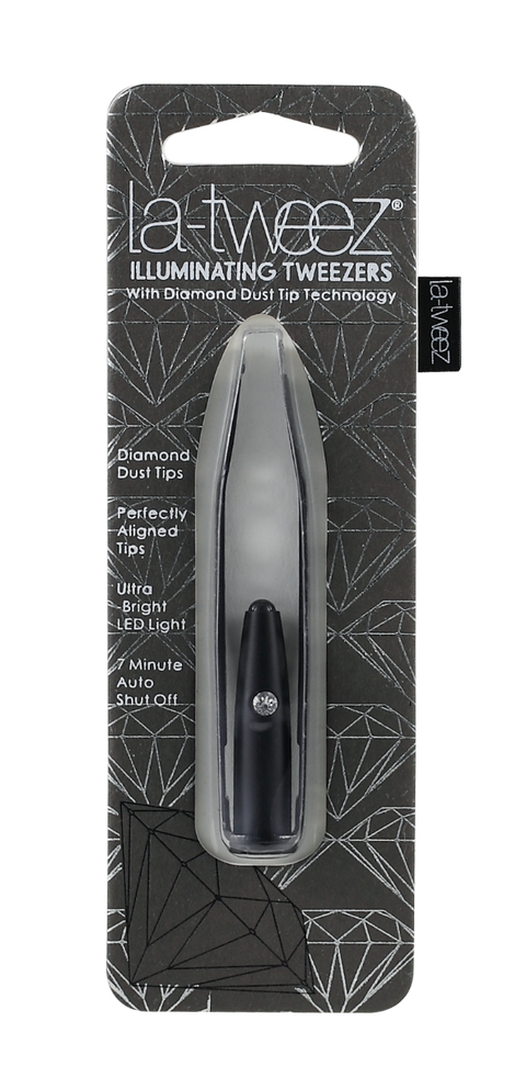 La - Tweez - Eco Illuminating - Black Tweezers with Diamond Dust Tip